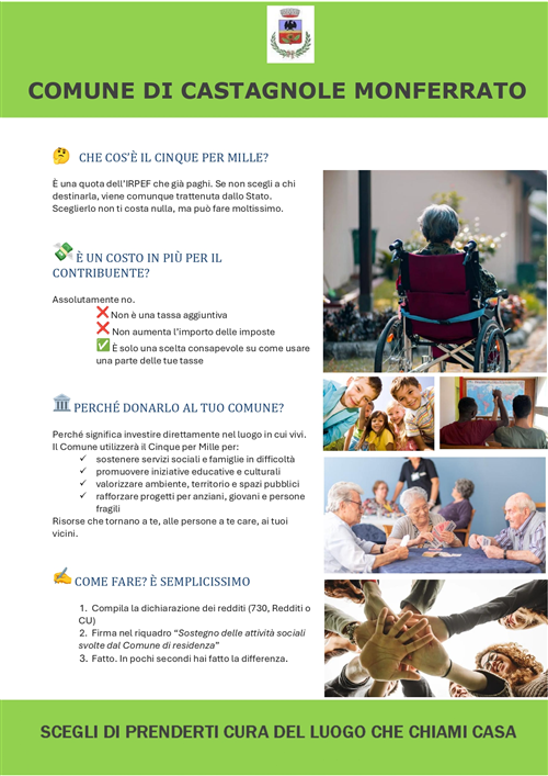5 per mille al tuo Comune